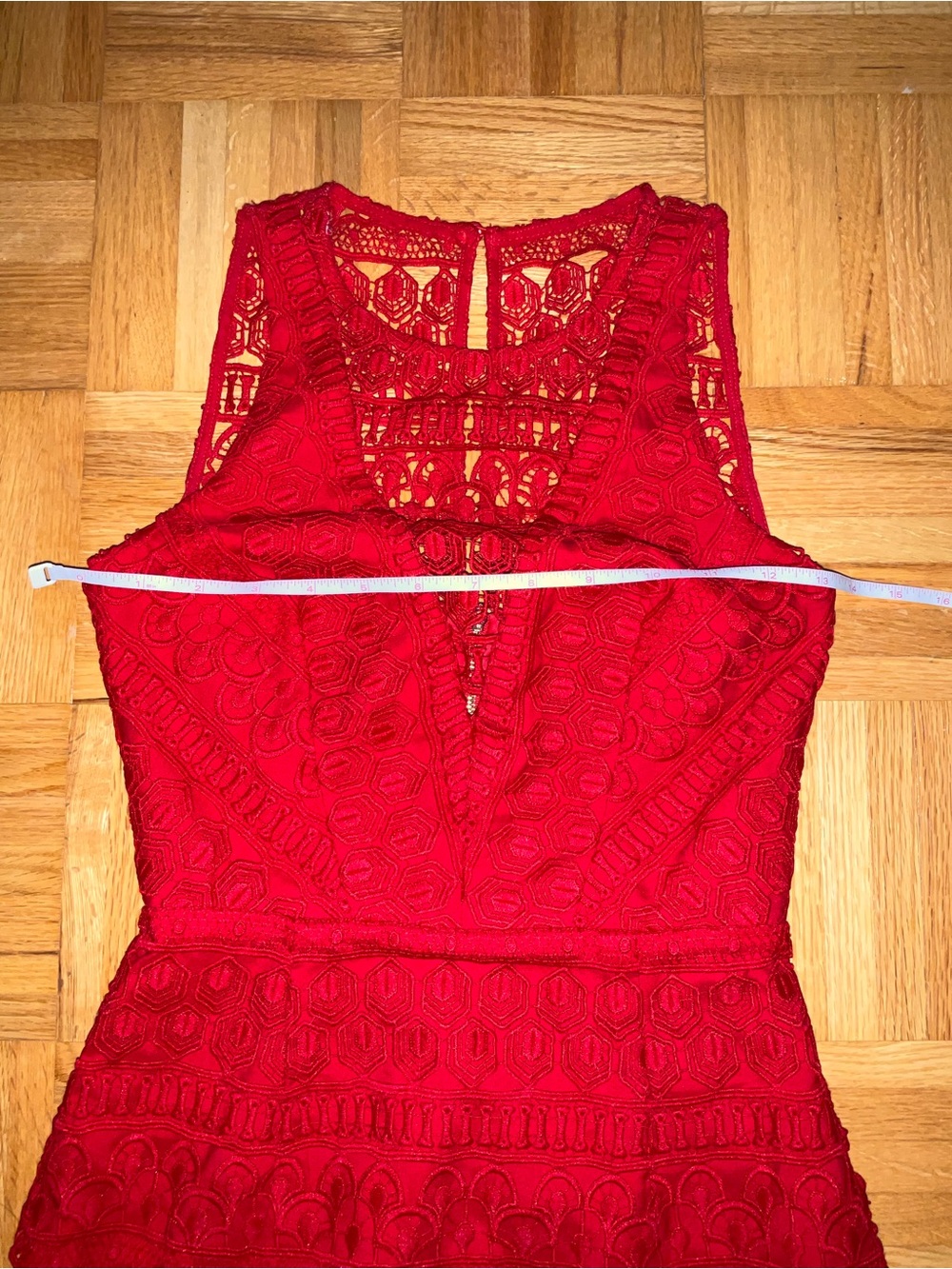 Ever New Red Lace V-Neck Mini Dress - Size 0 (XS) - Picture 6 of 12